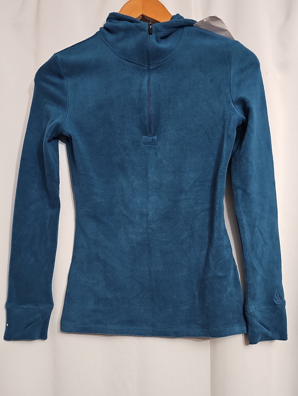 Cuddl Duds Fleecewear Half Zip Hoodie with Stretch Long Sleevel Turquoise XS New - Picture 1 of 10